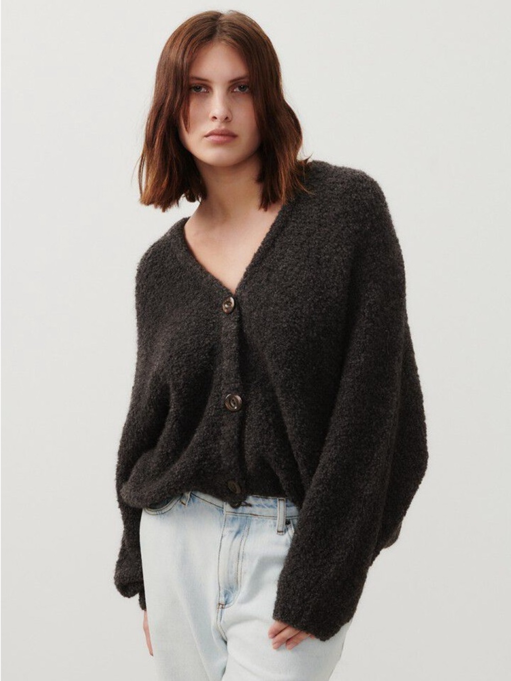 American Vintage Zolly Cardigan in Melange Charcoal